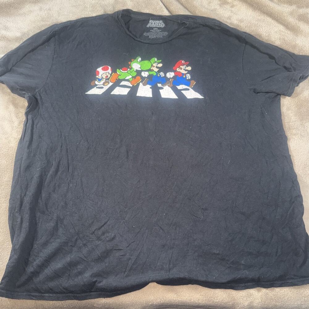 Super Mario Bros Beatles Abbey Road Spoof‎ T-Shirt size 2XL Preowned